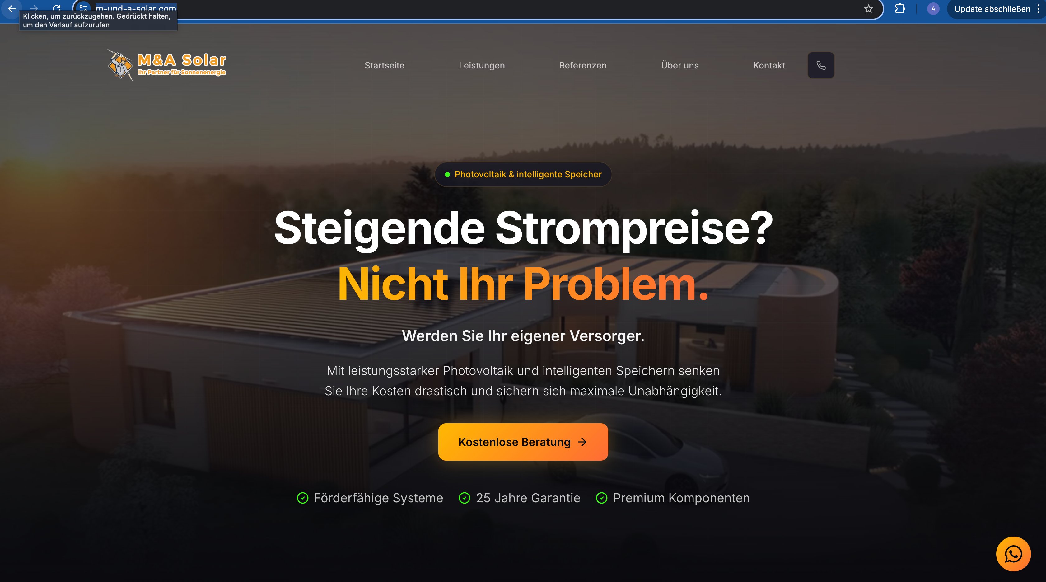 M & A Solar – Website Referenz